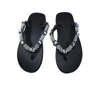 Campussophisticate Flip Flops with Beads for Women Summer Style Sandals Comfortable Beach Walking Toe Cushion Slippers Indoor Outdoor Colorful Beads, white 2, 10 UK