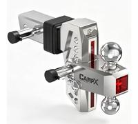 CAMPX Adjustable Trailer Hitch for 2.5 Inch Receiver, 6 Inch Drop & Climb, 2 Inch & 2.9 Inch Solid Ball (18.5LBS GTW), Heavy Duty Aluminum Tow Hitch (Silver)