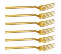 CAMRI Gold Forks Set of 6 - Golden Dinner Fork Stainless Steel, Gold Mirror Finishing, Gold Cutlery Sets for Home, Kitchen & Restaurant 20.32 cm / 8 in (C62 G - 6 Pcs)