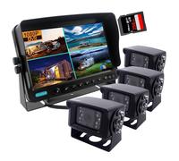 CAMSLEAD 10 inch Monitor 1080P Rear View Camera System, DVR Recorder, Support 256GB SD Card, 4 Channel Input, Quad Split Screen, 1080P Backup Camera for Trucks, Trailers, motorhomes, Caravans, RV
