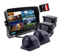 CAMSLEAD 10 inch Screen 1080P Backup Camera System, Built-in DVR Recorder, Quad Split Screen, Car Monitor + 2X Waterproof Reversing Cameras + 2X Safety Sides Camera, for Camper, Trailers, Truck, RV