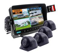 CAMSLEAD 7 inch digital monitor 1080P HD Rear View Camera System, HD DVR Recorder, 4 Channel Input, Quad Split Screen, 4X 1080P Heavy Duty Waterproof Backup Side View Camera for RV Trailer