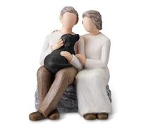 CAMSOON Loving Couple with Black Dog Figurines Couple and Fury Friend Resin Art Deco Family Love Statue, Dog Lover Gifts for Couple