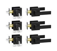 Camtek Front Door Lock Set with Deadbolt, Exterior Door Handle with Single Cylinder Deadbolt Lock, Matte Black Flat Square Passage Door Handle with Key for Front Door, 3 Pack (All Same Keyed Alike)