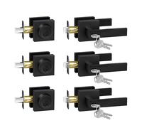 Camtek Front Door Lock Set with Deadbolt, Exterior Door Handle with Single Cylinder Deadbolt Lock, Matte Black Flat Square Door Knob with Lock and Key for Front Door, 3 Pack (All Same Keyed Alike)