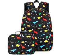 CAMTOP Backpack for Kids, Boys Girls Preschool Backpacks with Lunch Box Toddler Kindergarten School Bookbag Set, Multicolored Dinosaurs