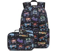 CAMTOP Backpack for Kids, Boys Girls Preschool Backpacks with Lunch Box Toddler Kindergarten School Bookbag Set, Monster Truck, S, Modern