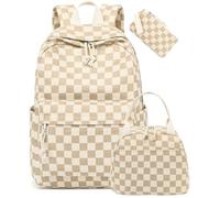 CAMTOP Backpack for School Kids Cute Backpacks for Girls Elementary Lighweight Bookbag with Lunch Box Pencil Case 3 in 1, Corduroy Checkered Brown, M, Lighweight Bookbag With Lunch Box Pencil Case 3