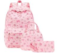 CAMTOP Backpack for School Kids Cute Backpacks for Girls Elementary Lighweight Bookbag with Lunch Box Pencil Case 3 in 1, Pink Rose Bow, M, Lighweight Bookbag With Lunch Box Pencil Case 3 in 1