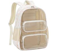 CAMTOP Clear Backpack Heavy Duty Transparent Bag See Through BookBag for Student School Work Festival Sport Travel, Pink Bow, Medium