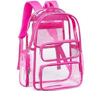 CAMTOP Clear Backpack Heavy Duty Transparent Bag See Through BookBag for Student School Work Festival Sport Travel, Hot Pink, M, Modern, Compact