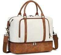 CAMTOP Women Ladies Travel Weekender Bag Overnight Duffel Carry-on Tote Bag fit 15.6 Inch Laptop Computer, Beige