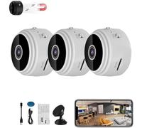 Camtrix Magnetic Mini Security Camera,Camtrix Mini 1080p Hd Wireless Magnetic Security Camera,Night Vision Motion Detection Security Cam Covert Cameras with App for Home Indoor Outdoor (White-3 Pcs)
