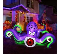 CAMULAND 8 Ft Long Halloween Inflatables Giant Octopus Purple LED Light Blow up Halloween Decor Inflatable Outdoor Halloween Decorations for Holiday Party Yard Lawn