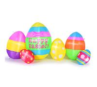 CAMULAND Easter Decorations, 5.9 FT Easter Eggs Decor with Built-in LED Lights, Easter Inflatable Outdoor Decorations for Lawn, Yard, Garden and Party