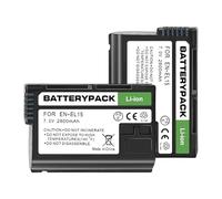 Camulti EN-EL15 7V 2650 mAh 2-Pack Rechargeable Lithium Ion Battery Pack Compatible with Nikon D7500 D800 D800E D810 D810A D700 D600 D610 D500 1 V1 V2 V3, D750 D850, Z6/Z6II, Z7/Z7II, Z5, D780, MB-N11