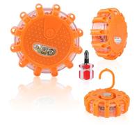 CAMUSBR 2 Pack Flashing Lights, LED Road Flares Car Emergency Kit, Warning Car Safety Beacon Flashing Disc Flare Kit with Magnetic Base for Vehicle Boat Car Truck | 9 Flash Modes