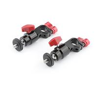 CAMVATE 15mm Rod Clamp & Ball Head Mount Adapter with 1/4"-20 Thread to Attach DIY Accessories(Red, 2 Pieses) - 1783