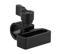 CAMVATE 15mm Single Rod Clamp Extension Adapter Install on two 1/4-20 Thread hole for DSLR DIY Accessory(Black Knob)