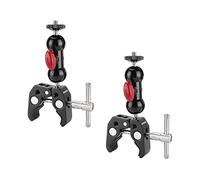CAMVATE Super Crab Clamp with Rotating Mini Ball Head for Camera LED Flash Light(Red Knob, 2-Pack) - 3122