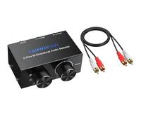 CAMWAY 1X2/2X1 RCA + 3.5mm Bi-Directional Audio Switch, AUX & RCA Stereo Switch Selector for PC, Laptop, Smartphone, Headphones, Speakers, Amplifiers, with OFF Button