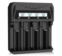 CAMWAY 4-Slot 18650 Battery Charger for AA/AAA NI-MH/NI-Cd & Li-Ion Battery | LCD, ABS, Auto-Stop, 1 x 50 cm 5 V USB-C Cable, Battery Charger for 3.7 V Li-ion 26650 21700 18500 16340 14500