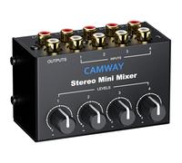 CAMWAY Audio Mixer 4 Channel - Mini RCA Stereo Audio Mixer for PC, X-box,PS4 Gaming,TV,PC,Music,Streaming,DJ Mixing,RCA Input with Independent Volume Controls,Professional Sound,Plug and Play