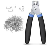 CAMWAY Hog Ring Pliers Kit & 300 pcs 3/4 inch Galvanized Steel Hog Rings, Professional Interior Exterior Decoration Installation Tool for Nailing,Car Cushions,Fences,Pet Cages,Wire Mesh Blue