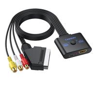 CAMWAY RCA SCART to HDMI Converter, 1080P AV to HDMI Adapter with Aspect Ratio Switch, Plug & Play, Compatible with Wii, PS1, PS2, N64, VCR, DVD Player - Includes 50cm HDMI Cable