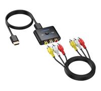 CAMWAY RCA to HDMI Converter, 1080P, 4:3/16:9, AV & HDMI Cables | Composite CVBS, PAL/NTSC, 4:3/16:9 Switch, Plug and Play, 0.5m HDMI & 1m AV Cables, Retro Consoles VCR DVD