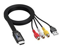 CAMWAY RCA to HDMI Converter, 1080P AV Audio Video Adapter with 4:3/16:9 Aspect Ratio Switch, Composite CVBS RCA Female to HDMI Male Cable for Retro Games PS2 N64 Wii VCR VHS DVD (60cm)