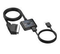 CAMWAY SCART to HDMI Converter Adapter 1080P Output - Built-in SCART and HDMI Cable, 16:9/4:3 Switch, Plug & Play Retro Video Signal Converter - For VCR VHS DVD PAL NTSC Devices to Modern TV Display