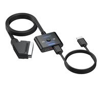 CAMWAY SCART to HDMI Converter Adaptor Cable - 1080P PAL/NTSC Upscaler, 4:3/16:9 Video Display Switch, Plug & Play SCART to HDMI for VCR DVD VHS Retro Gaming on HDTV