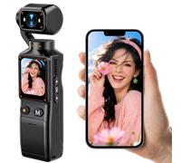 CAMWORLD 2K Vlogging Camera with True 180° Vertical & Horizontal Rotating Lens, Handheld Pocket Camera, 7H Battery, WiFi App, 1.69" Screen, 32GB SD Card for YouTube, TikTok, Travel & Content Creators