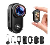 CAMWORLD 4K Mini Body Camera with 64GB Card, WiFi Thumb Action Camera with 1.47" Screen, Magnetic Mount Wearable POV Cameras for TikTok YouTube Vlogging, Motorcycle
