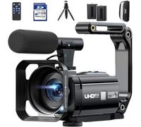 CAMWORLD Camcorder 4K 60fps with IR Night Vision Dual Lens 56MP Video Camera 16X Digital Zoom 3" Touchscreen Wifi Vlogging Camera for YouTube with 64GB SD Card Remote Control Microphone 2 Batteries