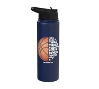 Can All Things Do Through Christ Philippians 4:13 Basketball Stainless Steel Insulated Water Bottle
