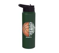 Can All Things Do Through Christ Philippians 4:13 Basketball Stainless Steel Insulated Water Bottle
