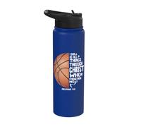 Can All Things Do Through Christ Philippians 4:13 Basketball Stainless Steel Insulated Water Bottle