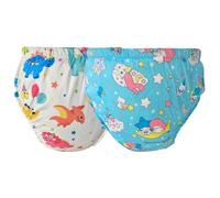 Can be reused Permanent Washable Adult Baby Potty Diaper Training Underwear ABDL Incontinence Waterproof Training Incontinence Booster Pads Pants 2 Packs (Dinosaur & Blue, 3XL)