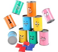 Can Bean Bag Toss Games - Knockdown Funny Face Kids Party Games With LED Lights | Fun Expression Halloween Party Toy For Classroom Easter Christmas Backyard Lawn Beach Fall Birthday
