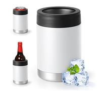 Can Cooler Insulated, Double Walled Stainless Steel Insulated Can Cooler Insulator, Beer Bottle Holder Insulator with Beer Opener for 12oz 14oz 16oz