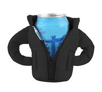 Can Coolers Jacket, Beverage Vest Cover, Insulated Sleeve for 12oz Cans, Creative Beer Coats, Gifts for Men Beer Lovers Father Boyfriend (Black)