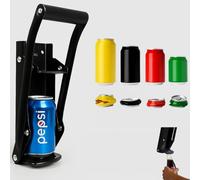 Can Crusher for Recycling and Bottle Opener - 16 Oz and 12 Oz Can Crusher for Aluminum Cans, Heavy-Duty Wall-Mounted Soda Can Smasher, Mounting Screws Including (Black)