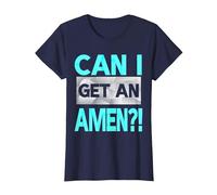 Can I Get an Amen Turquoise Color Graphic T-Shirt, Women, Navy Blue, 3X-Large