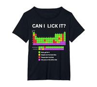 Can I Lick It Periodic Table Boys Girls Kids Student Teacher T-Shirt, Women's Plus, Black, 1X