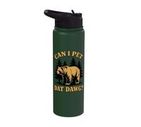 Can I Pet Dat Dawg, Hiker, Funny Bear & Hiking Stainless Steel Insulated Water Bottle