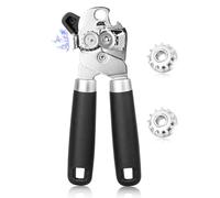 Can Opener Manual, Heavy Duty Stainless Steel Can Opener with Magnet, Smooth Edge with Sharp Blade Tin Opener Kitchen Gadgets Two Replacement Blades