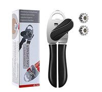 Can Opener Manual Tin Opener for Seniors with Arthritis, Handheld Can Opener Safe Cut Smooth Edge with Ergonomic Grip Large Turn Knob (Black)