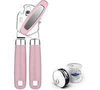 Can Opener with Magnet,Professional 3-In-1 Multifunctional Manual Can Openers Bottle Opener,Kitchen Durable Stainless Steel Heavy Duty Can Opener Smooth Edge for Kitchen Seniors Friendly (6D-Pink)